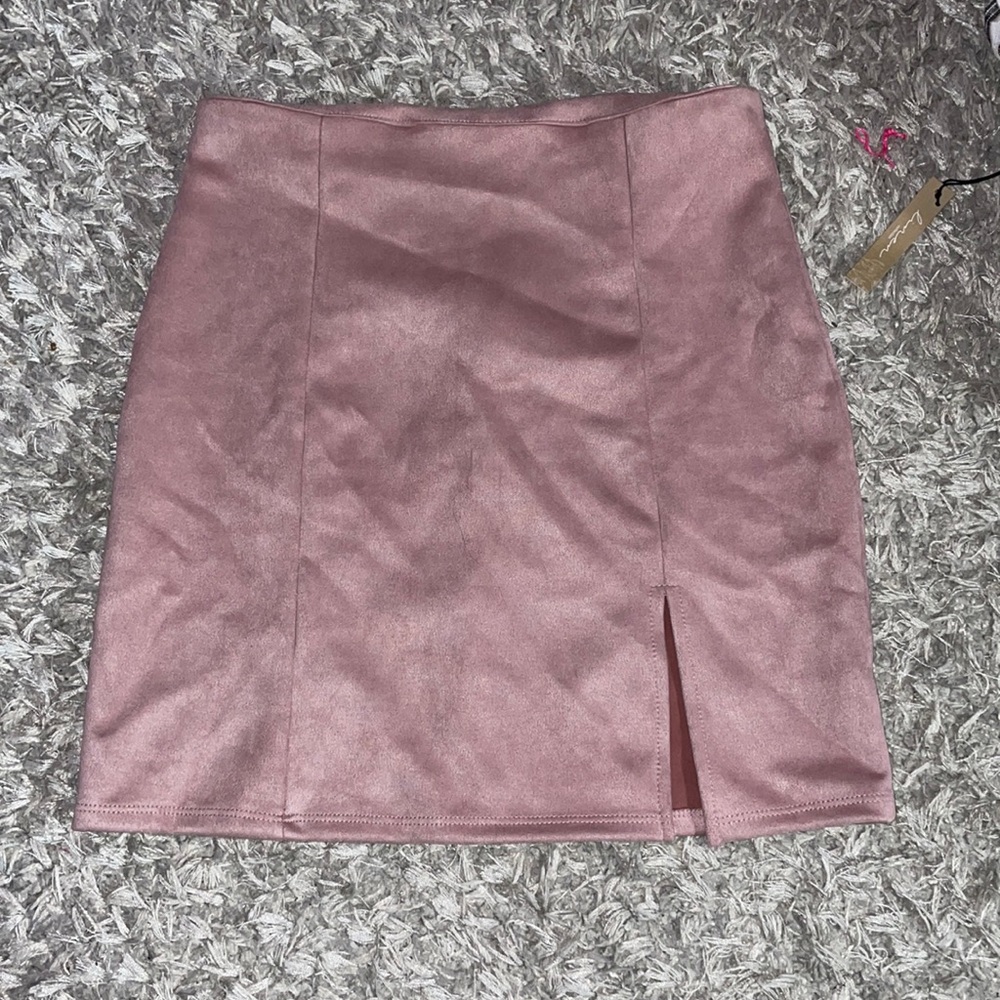 Windsor XL light pink High Waist Faux Suede Mini skirt